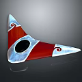 Triangular Decorative Artisan Piece With Red Silver Accents And Black Circular Design