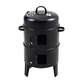 Portable Black Double Layer Outdoor Grill Smoker With Handles And Vented Top