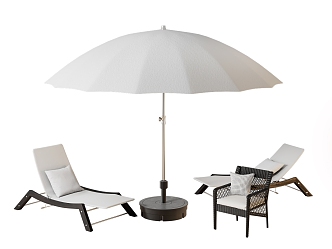 Outdoor Parasol Awning Beach Lounge Chair Outdoor Recliner 3d model