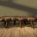 Wooden Public Bench With Natural Texture And Sturdy Legs On Wooden Floor