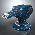 Futuristic Blue Mechanical Device With Circular Base And Platform Structure Lights