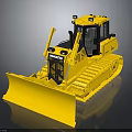 Yellow Komatsu Bulldozer Model With Tracks And Front Blade