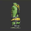 Yellow Safety Harness For Daily Use Displayed On Green Mannequin With White Fragments