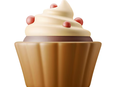 Freshly Baked Cupcake With Swirled Cream Topping Red Sprinkles Chocolate Layer And Brown Paper Cup 3d model