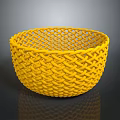 Yellow Woven Basket As Practical Household Item For Storage And Decoration