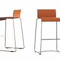 Orange Bar Stools With Modern Metal Frame And Sleek Design 3d model
