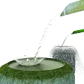 Natural Bamboo Water Spout Garden Ornament With Stone Basin And Decorative Rocks
