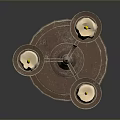Decorative Metal Candle Holder With Three Burning Candles And Burn Marks