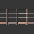 Four Wooden Multi Tiered Shelving Units with Drawers Various Wood Tones Decorative Edges for Home Storage