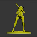 Swinging Female Baseball Character Wearing Cap Holding Bat On Red Base With White Markings