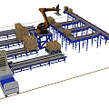 Automated Industrial Equipment System Featuring Robotic Arm And Conveyor Belts For Carton Handling