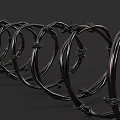 Black Metal Barbed Wire Circular Rings Arranged in a Row