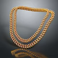 Elegant Crystal Chandelier Featuring Gold Double Row Chain With Reflective Effect On Dark Background