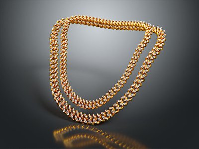 Gold Necklace Chain Thick Necklace Big Gold Necklace 3d model