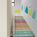 Welcoming Kindergarten Interior With Sofa Reception Desk Colorful Stairs And Cartoon Decor