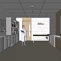 Modern Hospital Outpatient Clinic Interior With Medical Staff Storage Cabinets And Wooden Accents