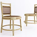 Natural Rattan Leisure Chairs With Woven Back And Round Wooden Base Design