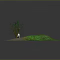 Long Neck Dinosaur Model Walking On Grassland With Green Vegetation And Trees