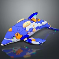 3D Rendered Mechanical Dolphin Robot Character With Blue White Body And Orange Green Accents