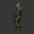 Daily Life Clothing And Accessories Set With Green Jacket Brown Pants Hat Gloves And Belt
