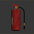 Red Fire Extinguisher With Red Handle Pressure Gauge And Safety Label On Dark Background