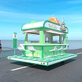 Green Ice Cream Cart Photo Spot With Seats And Outdoor Decorative Design