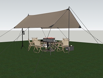 Camping Tent Outdoor Table and Chair Camping Equipment 3d model