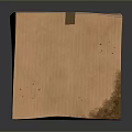 Brown Cardboard Box Packaging Tied With Tape And White Label With Symbols