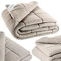 Beige Quilt With White Stitching Shown In Various Folded Positions 3d model