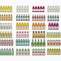 Assorted Beverage Bottles In Various Colors And Different Types Neatly Arranged