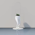White Leg Shaped Bonsai Plant Pot With Transparent Cover Round Base On Smooth Table