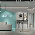 Modern Clothing Store Interior With Clothes On Racks Green Plants And Display Tables