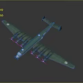 Green Airplane Model With Four Propellers Long Wings And Fuselage Marking