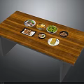 Assorted Fresh Food Dishes Arranged On Wooden Table With Vegetables Meat And Sides