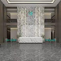 Modern Building Corridor With Marble Floor Elevator Doors And Ceiling Lighting 3d model