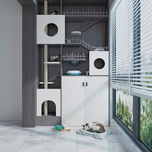 Modern Cat Climbing Rack Pet Cabinet Cat Nest Cat House Pet Supplies Feeder 3d model