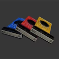 Colorful Square Equipment Tools With Blue Red Yellow Designs And Holes