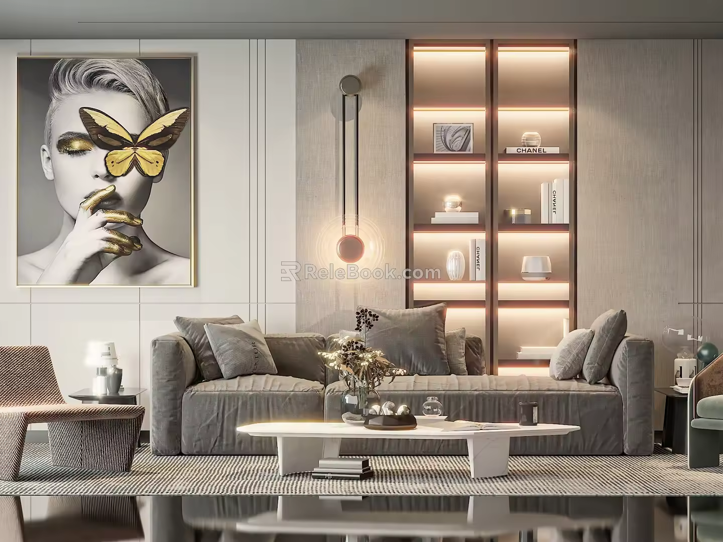 Modern sofa coffee table combination 3d model