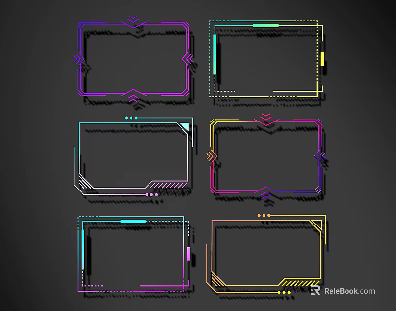 Decorative Line Frame Designs With Modern Geometric Patterns And Various Artistic Styles 3d model 