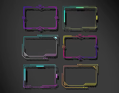 Decorative Line Frame Designs With Modern Geometric Patterns And Various Artistic Styles 3d model