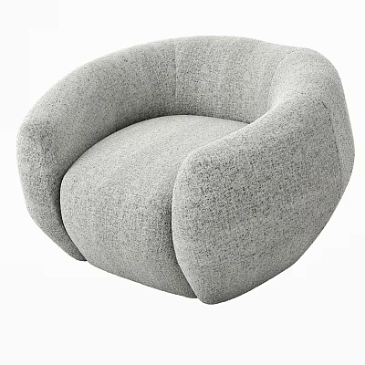 Gray Fabric Single Sofa With Rounded Design For Modern Living Space 3d model