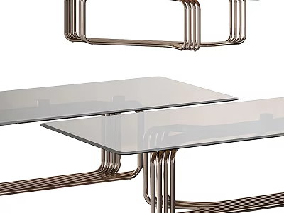 Modern Coffee Table With Glass Top And Metal Frame Design 3d model