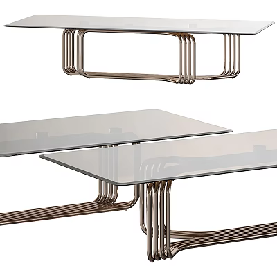 Modern Coffee Table With Glass Top And Metal Frame Design 3d model
