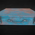 Vintage Blue Rustic Metal Trunk With Distressed Finish And Clasps Handle