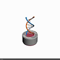 Science and Technology Exhibition Hall Displaying Blue and Orange DNA Model on White Base