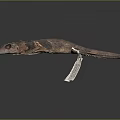 Brown Lizard With Textured Skin And Long Tail On Dark Reflective Surface 3d model