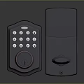 Modern Secure Dark Colored Door Handle With Electronic Keypad Lock System