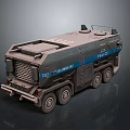 Police Armored Vehicle With Gray Blue Exterior And Multiple Wheels Roof Equipment