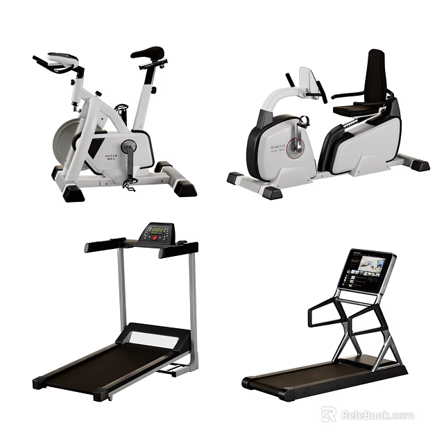 Fitness Equipment Including Stationary Bike Exercise Chair And Treadmills For Home Gym 3d model 