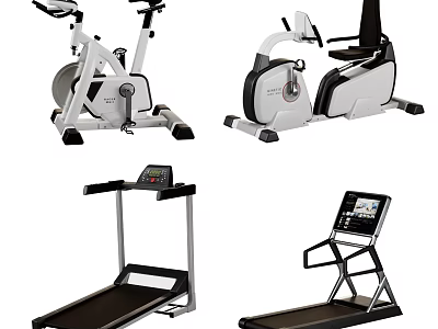 Fitness Equipment Including Stationary Bike Exercise Chair And Treadmills For Home Gym 3d model